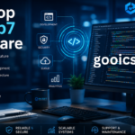 Viewport Image: Develop Oxzep7 Software – A futuristic software development workspace featuring advanced coding screens, cybersecurity icons, cloud integration, analytics systems, and modern digital technology elements with a professional blue neon interface design.
