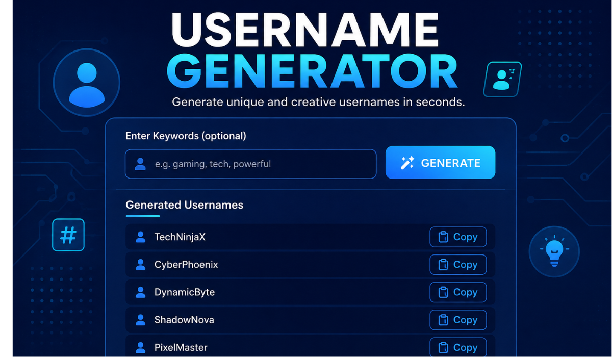 Username Generator tool for creating unique and creative usernames online