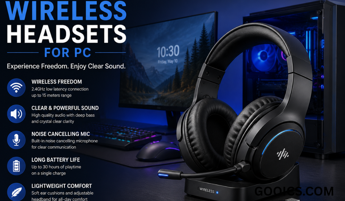 Wireless Headsets for PC with noise-cancelling microphone, long battery life, and clear audio