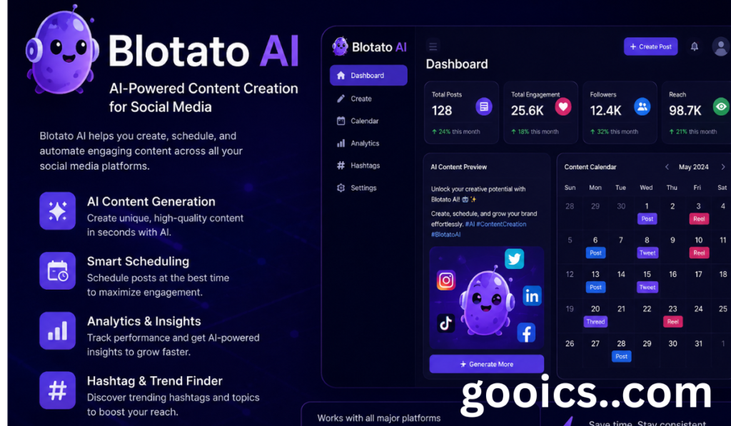 Blotato AI platform for AI-powered social media content creation and automation