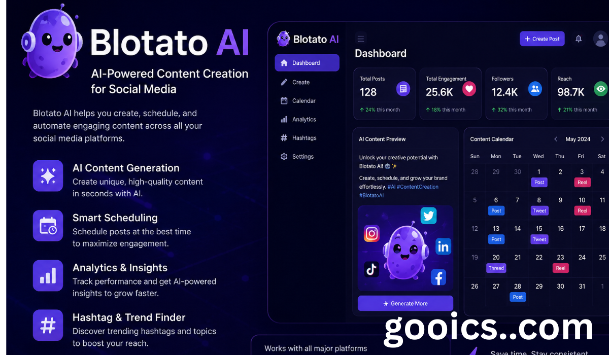 Blotato AI platform for AI-powered social media content creation and automation